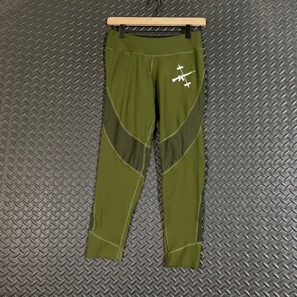 The Barbell Cartel Green Mesh Leggings Gym Workout Active Athletic Women's Large